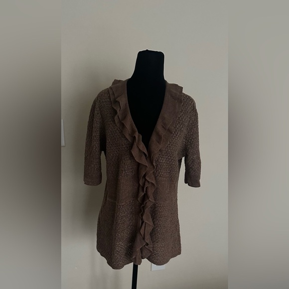 Classiques Entier Brown Ruffle Cardigan - Picture 1 of 10